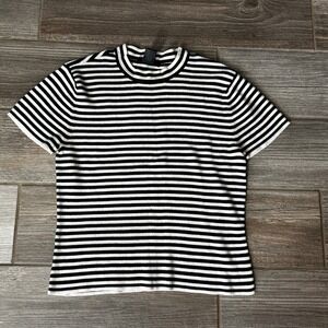 The Limited Striped Short‎ Sleeve Knit Top Women's Medium Black White 90s Y2K